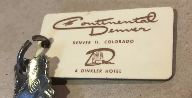 Vintage Continental Denver Room Fob & Key Denver Colorado #234 A Dinkler Hotel