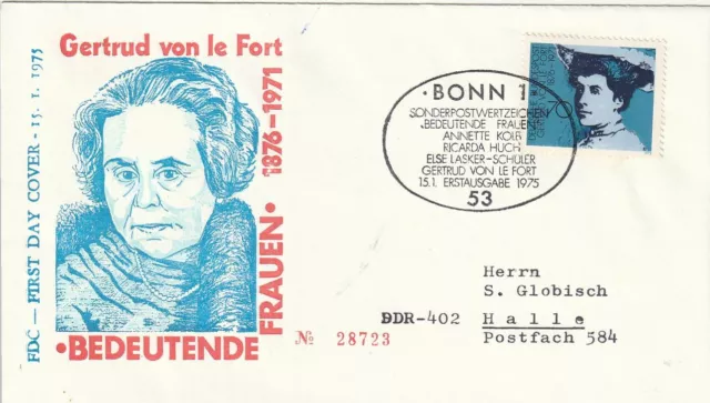 BRD_2425 Nr. 829 auf FDC echt gelaufen aus 1975 - berühmte Frauen