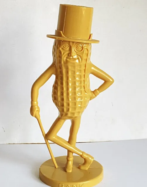 Vintage Planters Peanuts Advertising Mr Peanut Tan Plastic Coin Bank Made in USA