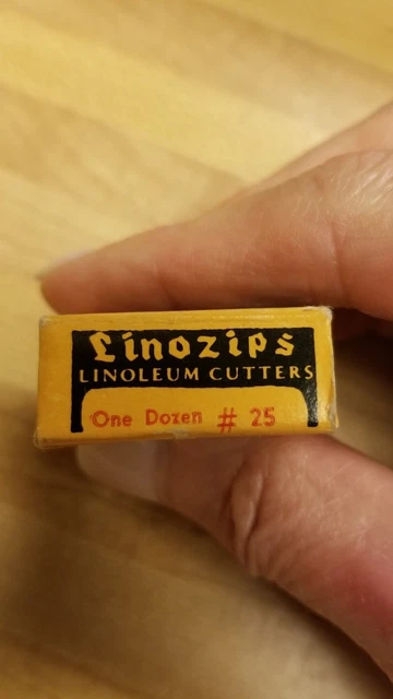 Caja cortadora de linóleo vintage Speedball LinoZips de 12 cuchillas tipo gancho #25