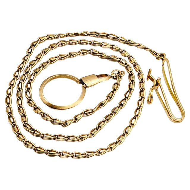 TWISTED CURB LINK With Coil Chain Pocket Watch Fob 18 K Yellow Gold 31.