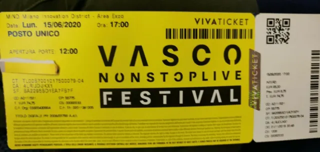 Biglietti concerto Vasco Rossi MILANO 24/05/2022 POSTO UNICO 