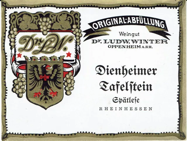 Weinetikett wine label étiquette vin Dienheimer Tafelstein Dr. Ludwig Winter