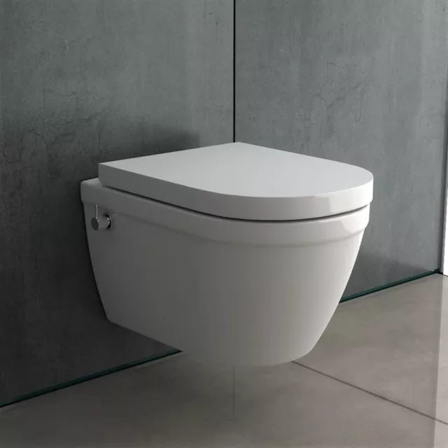 Dusch WC Spülrandloses Hänge WC mit Bidet Funktion Taharet Toilette mit Armatur