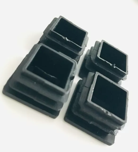 4 x Square Plug Chair Leg Feet Bungs Tube Ends Insert Caps Black 20 x 20 mm PIPE