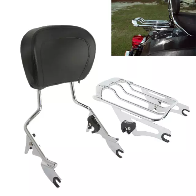 Sissy Bar Passenger Backrest Luggage Rack Fit For Harley Touring Road Glide09-24