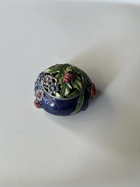 Nobility Blue Ladybug Bejeweled Trinket Box Vhtf Great Condition