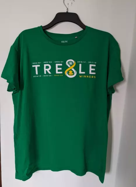 Celtic FC Official Adult Treble Winners 2022-23 Green Tshirt 3XL