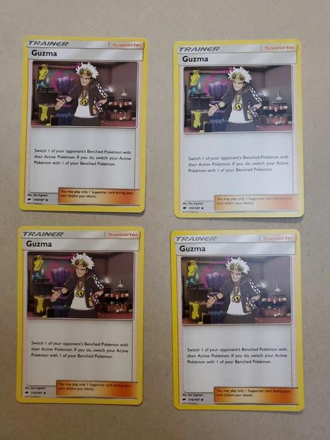 4X Guzma 115/147 Burning Shadows Pokemon TCG Card NM