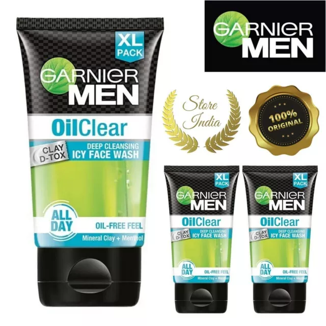 Garnier Men OIL CLEAR Icy Face Wash Deep Cleansing Clay D-Tox 150 g 100 g 50 g