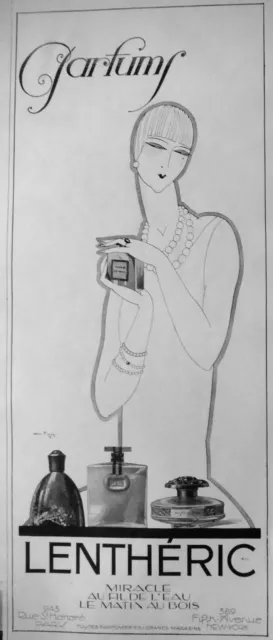 Publicité 1926 Parfum Lenthéric Miracle - Au Fil De L'eau - Le Matin Au Bois