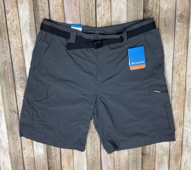 NWT Columbia Shorts Mens 36 Omni Shade Gray Cargo 10" Inseam Belted Hiking