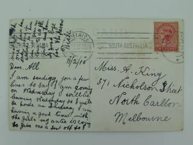 .Adelaide , Torrens Lake South Australia 1910 Postcard 2