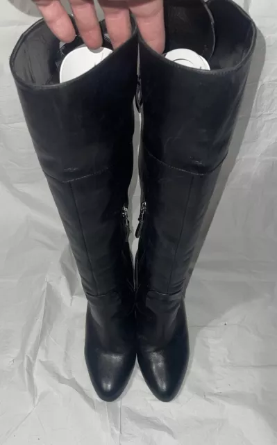 Ralph Lauren Collection Womens Knee High Black Leather Stiletto Boots Heel 8.5