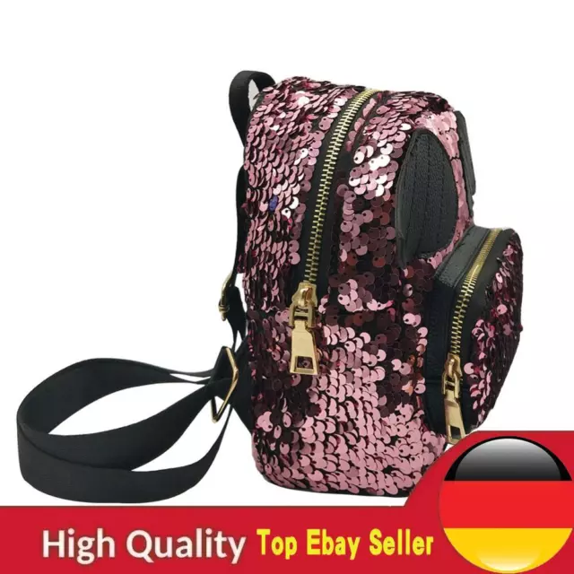 Women Wing Sequins PU Leather Backpack Princess Small Shoulder Bags/Pink-206858.