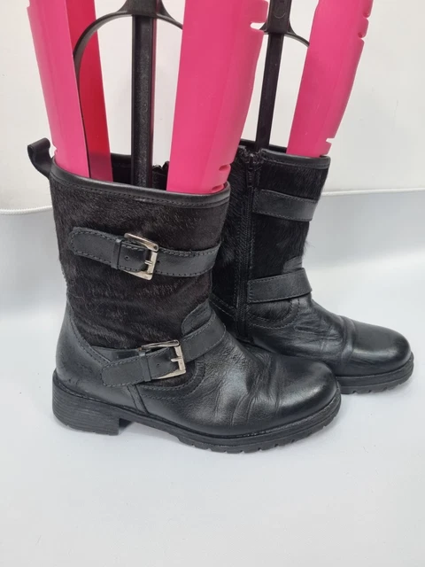 JOHN ROCHA GENUINE leather boots black uk 4 chunky flat