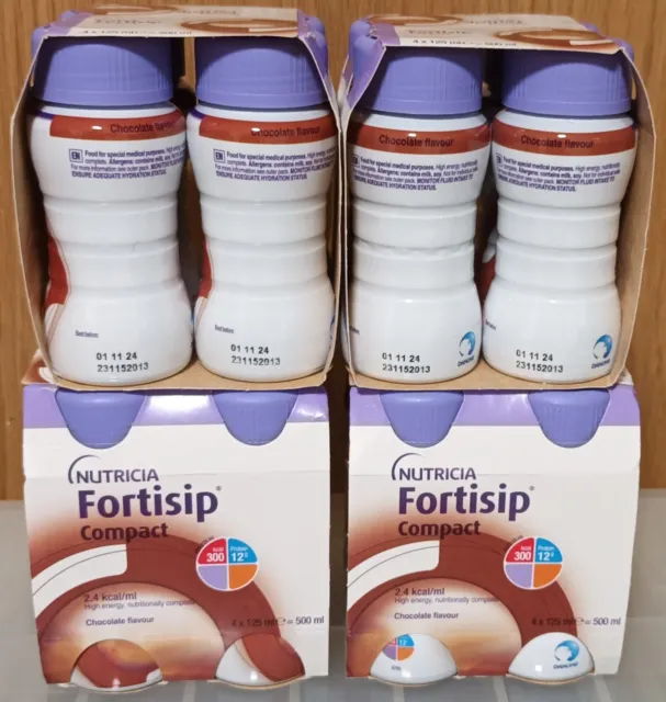 16 x CHOCOLATE Nutricia Fortisip Compact 125ml Flavour High Energy Drink 11/2024
