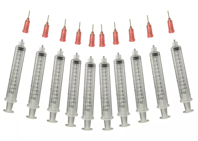 Precision Applicator 10cc Syringe w/20 Gauge Pink Tip -Glue, Henna -10 Pack