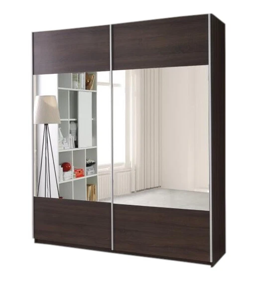 ARMOIRE DE CHAMBRE avec miroir 2 portes coulissantes POLLY Wenge EUR