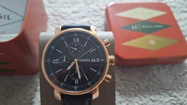 STUNNING MENS WATCH Fossil Rhett Chronograph Black Leather Watch BQ1006 50.00 PicClick UK