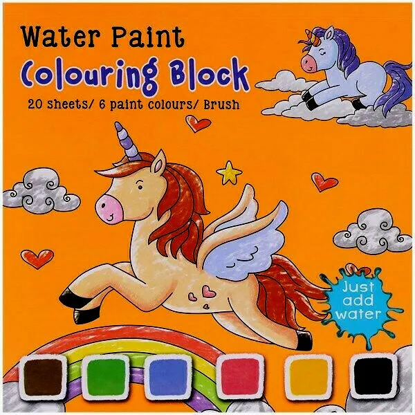 Colouring Block Malblock Inkl.wasserfarben& Pinsel Malbuch Kinder Malen Zeichnen