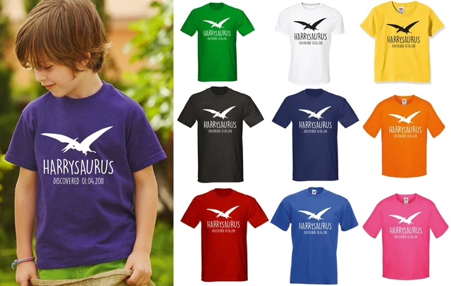 T-Shirt Dinosauro Per Bambini Pterodattilo Personalizzata Con Qualsiasi Nome - Regalo Di Compleanno