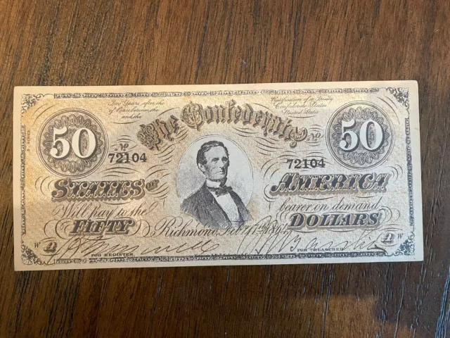 The Confederate States Of America Fifty Dollar Facsimile Banknotes 1864