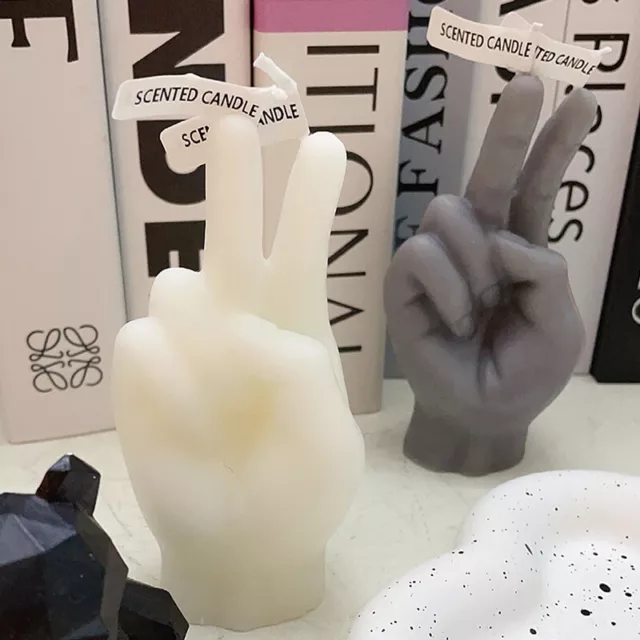 Home Decoration Ornaments Victory Gesture Finger Shaped Scented Candles Fun LANL