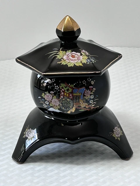 Vintage Porcelain Flower and Carriage, Japanese Pagoda Ginger Jar