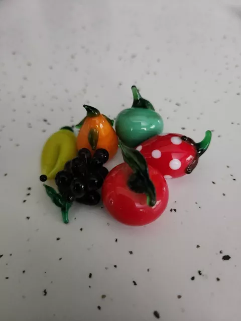 Vintage Lot of 6 Art Glass Miniature Fruits and Vegetables