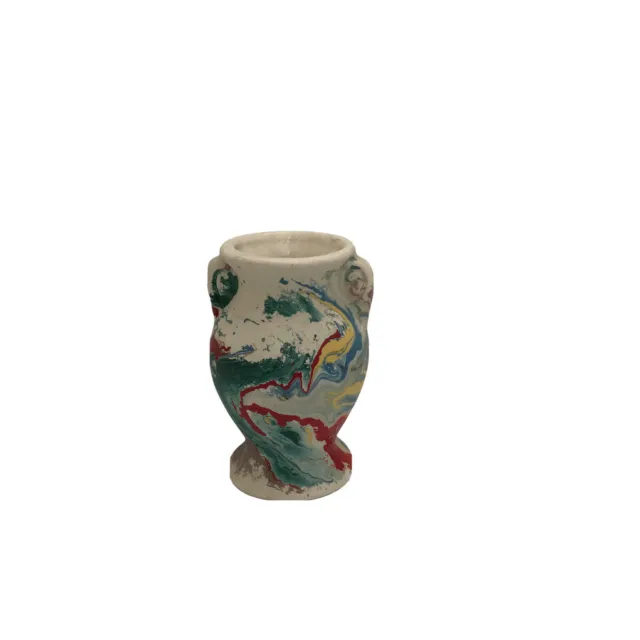 Vintage Morton Pottery End of Day Vase Urn Miniature Paint Swirl Sample Multi