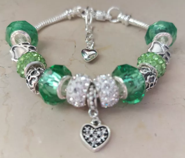 bracciale da donna con charm, tipo pandora in acciaio bracciale  Ciondolo cuore