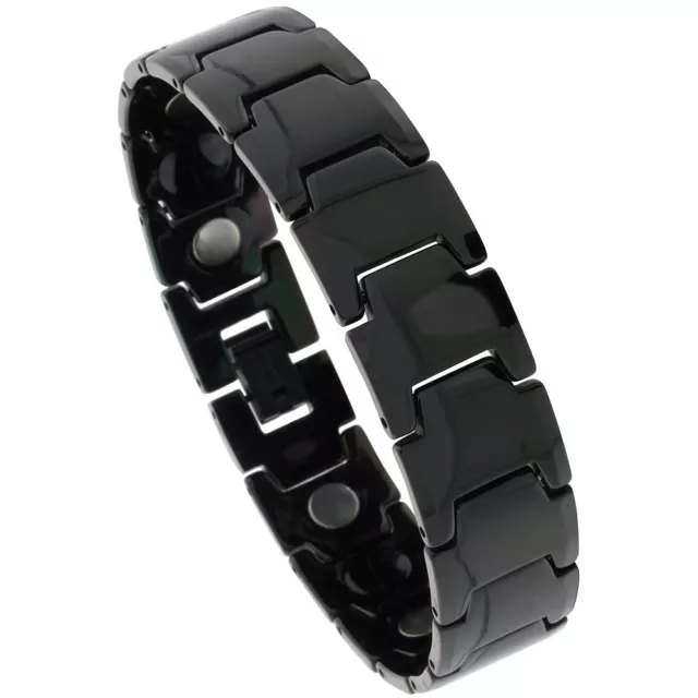 Tungsten Carbide Black Magnetic Bracelet w/ Bar Links