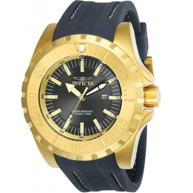 Invicta Pro Diver 23732 Men's Round Analog Grey Polyurethane Gold Tone Watch