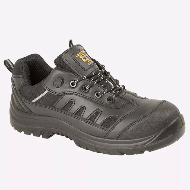 Grafters Cullman Mens Leather Everyday Work Outdoor Non-Metal Safety Shoe Black