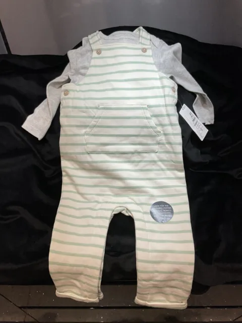 M&S Boys Cotton Dungarees And Top Outfit BNWT Age 12-18 Months