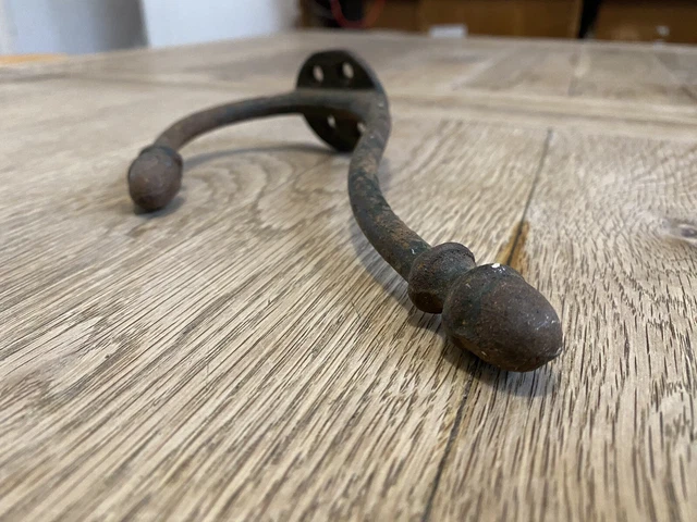 Victorian Iron Coat Hooks Hat Hangers Old Vintage Antique Acorn Ends 3
