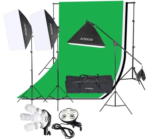 Andoer Photography Lighting Kit 6.6ft x 10ft Background - PLEASE READ DESCRIPT.