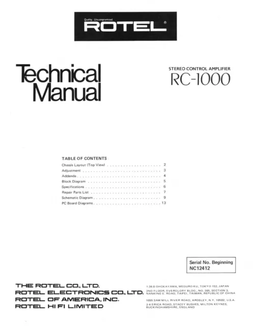 Service Manual-Anleitung für Rotel RC-1000
