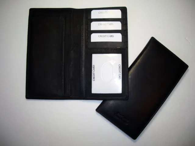 100% Genuine Leather-Checkbook cover Black (Hand Crafted)