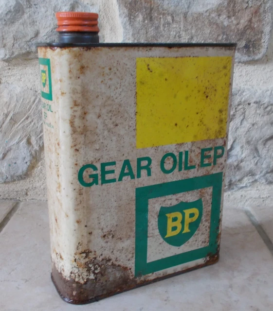 VINTAGE BP GEAR Oil EP can auto old antique France automobilia white ...