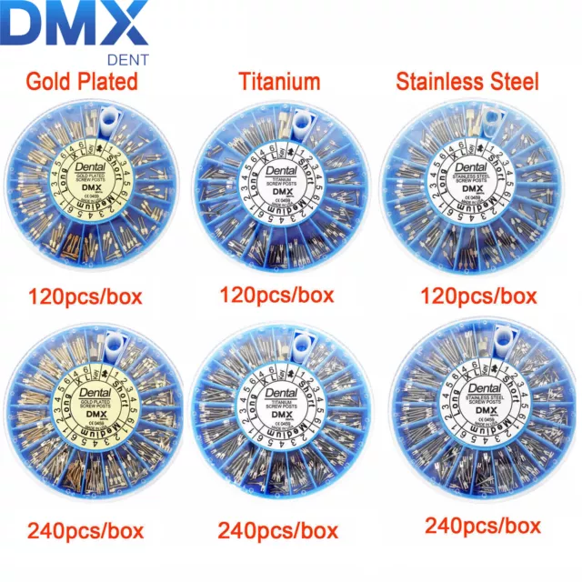 DMXDENT Dental Screw Post Conical Kit 24K Gold Plated / Titanium / SST ND Type