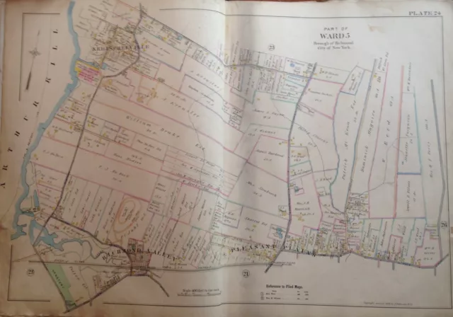 1898 Staten Island Pleasant Plains E. Robinnson Original Atlas Map 24X36