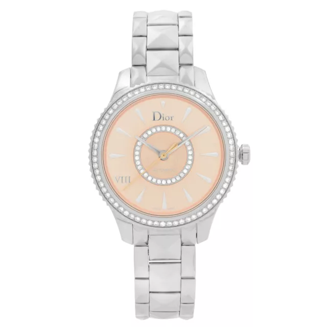 Christian Dior VIII Montaigne Steel Diamond Pink Dial Ladies Watch CD152510M002