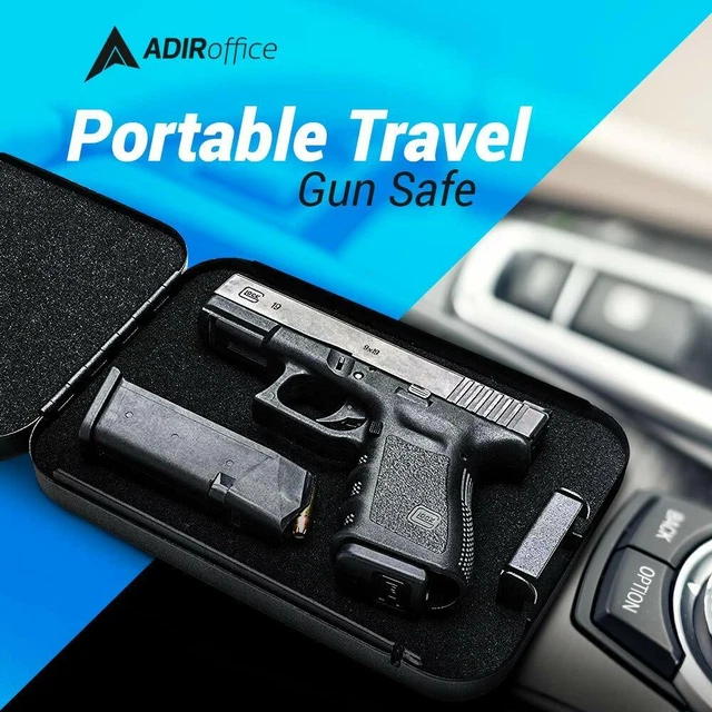 PORTABLE SMALL TRAVEL Gun Safe Case Pistol Handgun Valuables Lock Box