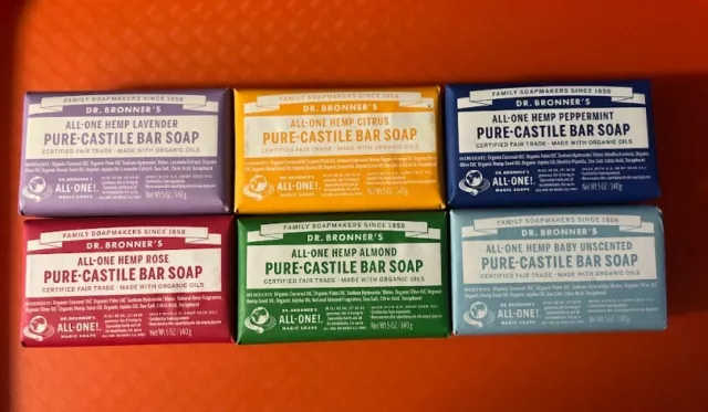 Dr. Bronner's all-in-one  Soaps Pure-Castile Soap Variety Pack 5 Oz Bars 6 pack