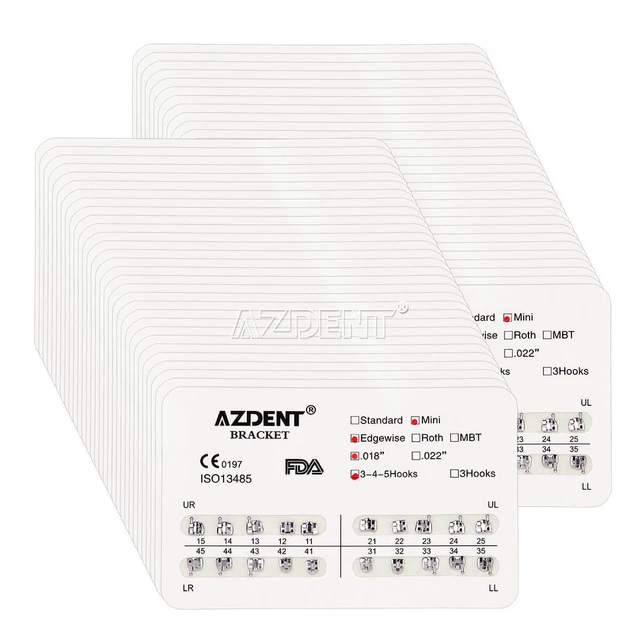 Dental Orthodontic Brackets Braces Mini Edgewise 018 Hooks 3-4-5 AZDENT