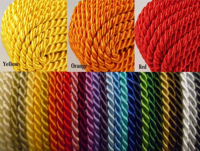 TWISTED CORD 2MM, 3.5mm, 6.5mm, Soutache Braided Rope Trimming Edging  Piping £1.70 - PicClick UK
