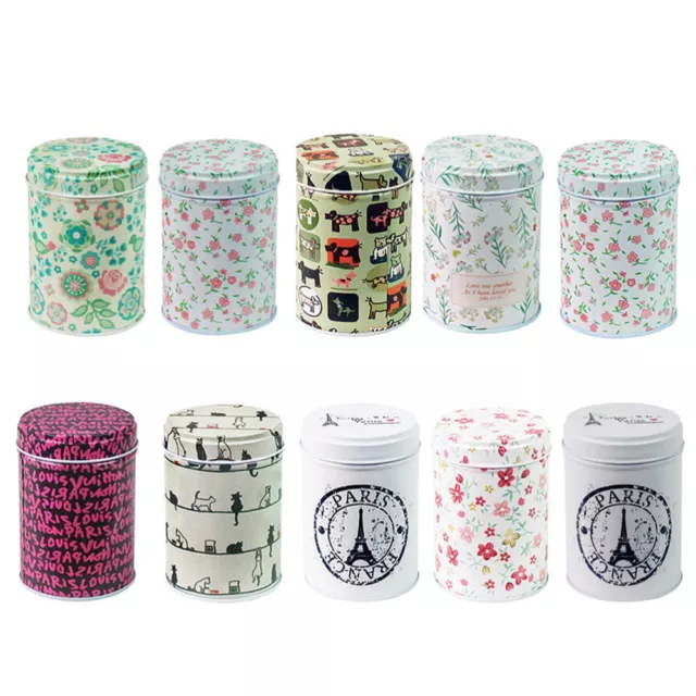 Juego de 6 latas de chapa para dulces y especias, Shabby Chic, hermético, estilo aleatorio