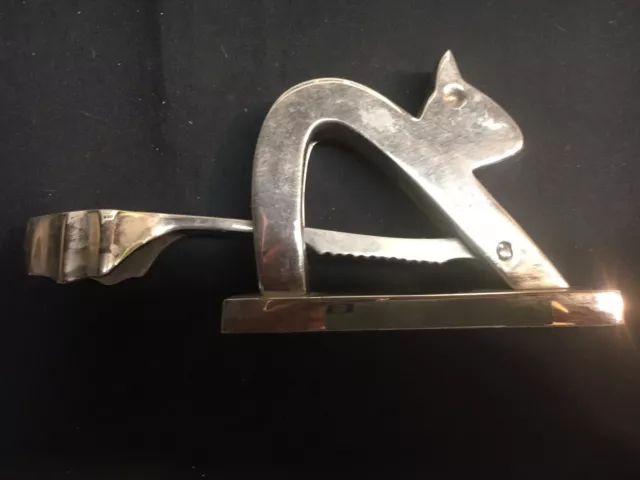 CRATE & BARREL Squirrel Nut Cracker Heavy Chromed Metal made in India